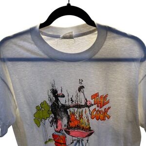 Vintage 90s TNT The Cook BBQ Tee Novelty Paper Thin Made in USA Single Stitch